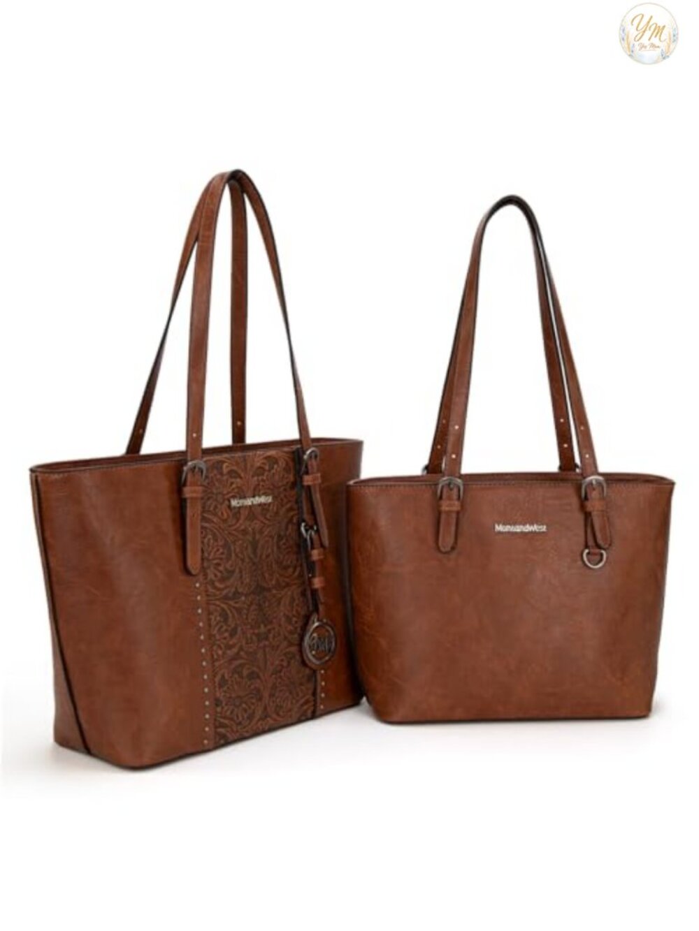 Vegan Leather Tote Bag Set 2 Piece Purse Handbag Laptop Shoulder Bag